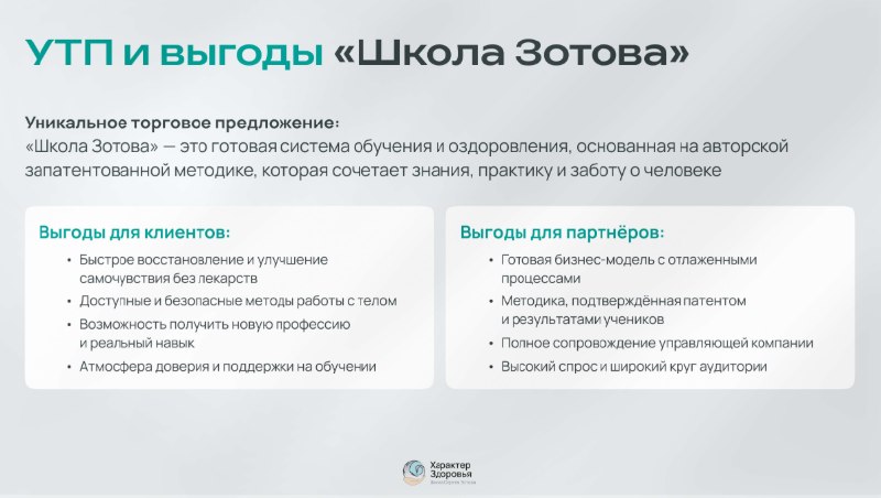 УТП и позиционирование франшизы